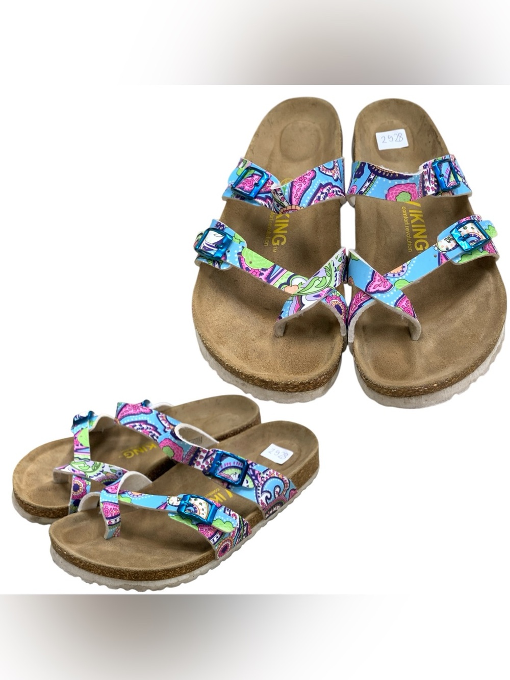 Viking Multicolor Paisley Strappy Cork Sandals S8